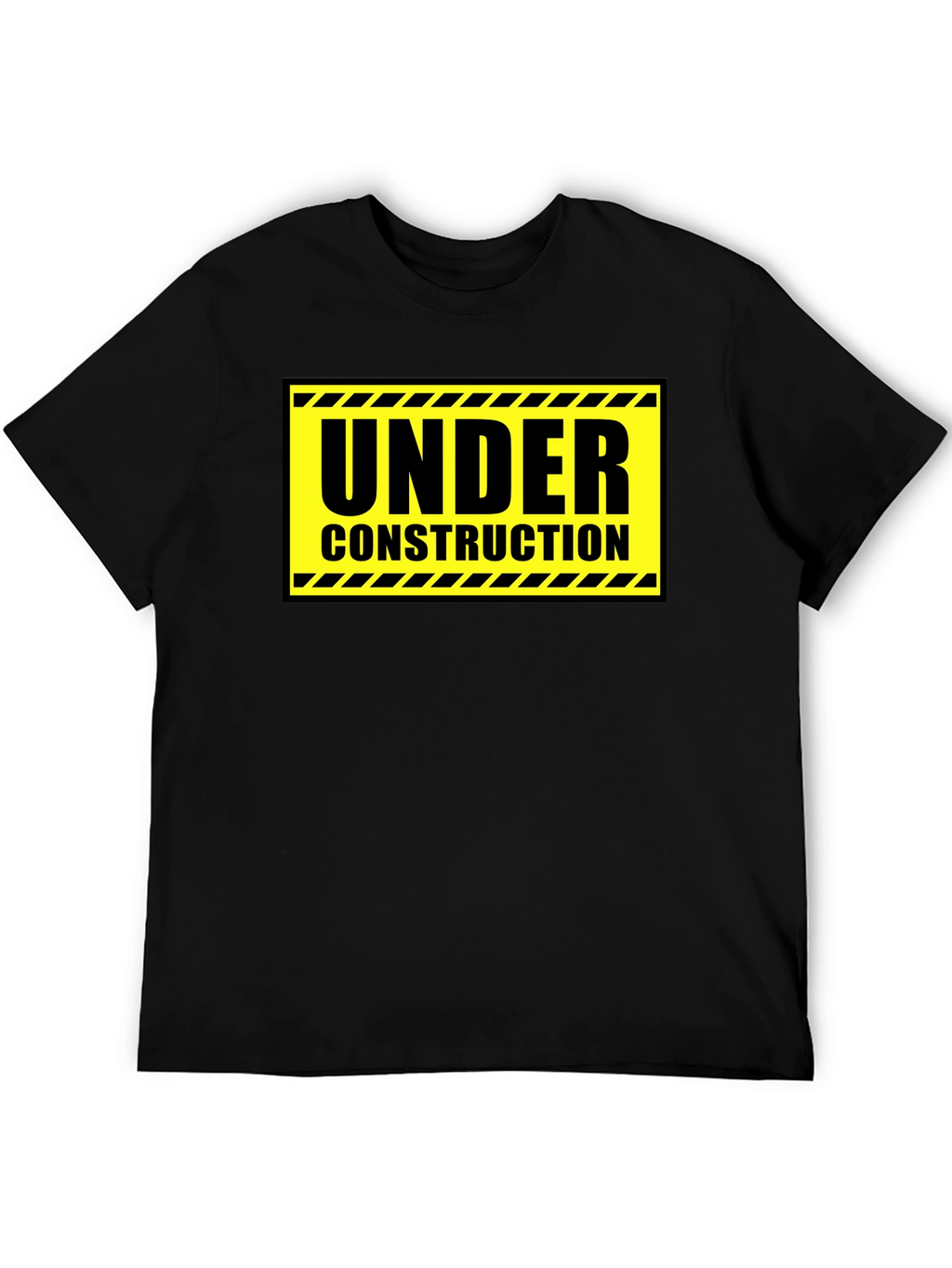 Under Construction Graphic Tee - Black Cotton Crew Neck