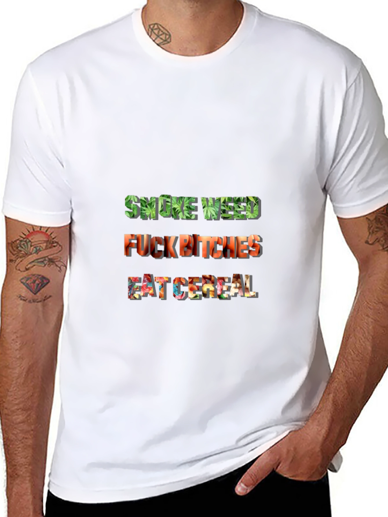 Smoke Weed F*ck Bitches Eat Cereal Tee