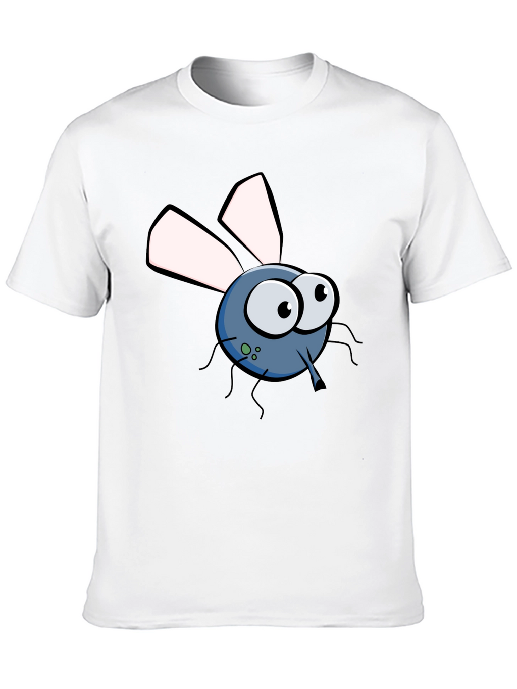 Cartoon Fly Graphic Tee - Black Cotton T-Shirt