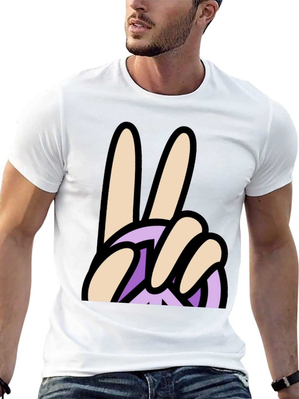 Peace Sign Graphic T-Shirt - Casual Black Tee