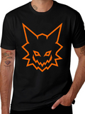 Mens Black T-Shirt with Orange Fox Graphic