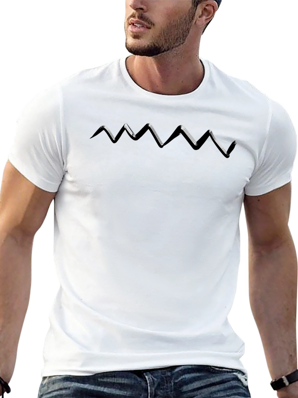 Modern Graphic Tee - Black Zigzag