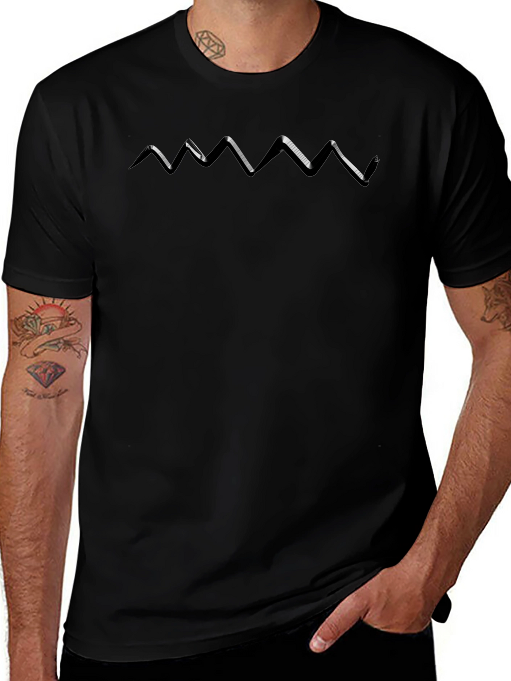 Modern Graphic Tee - Black Zigzag
