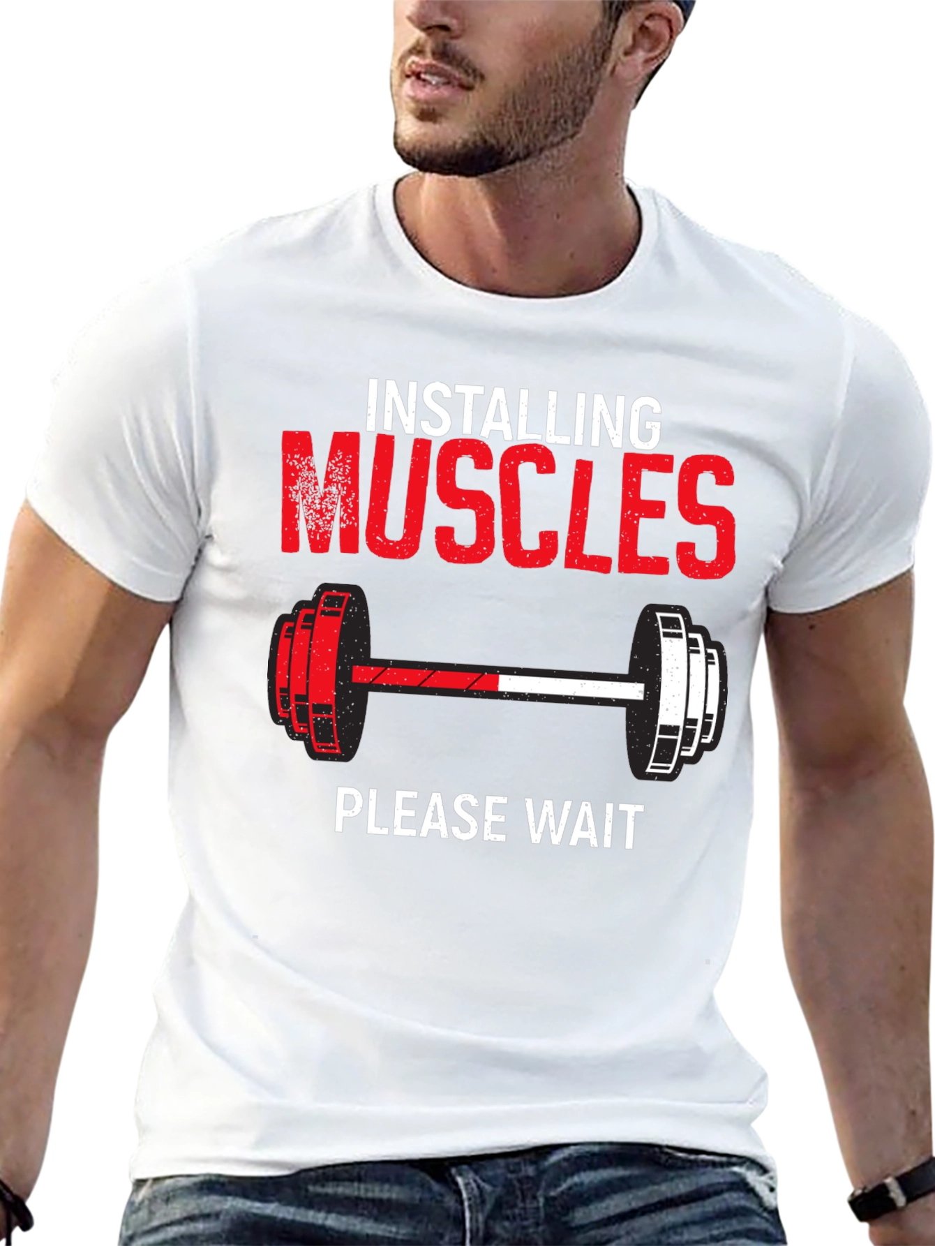 Installing Muscles Funny Gym Workout T-Shirt