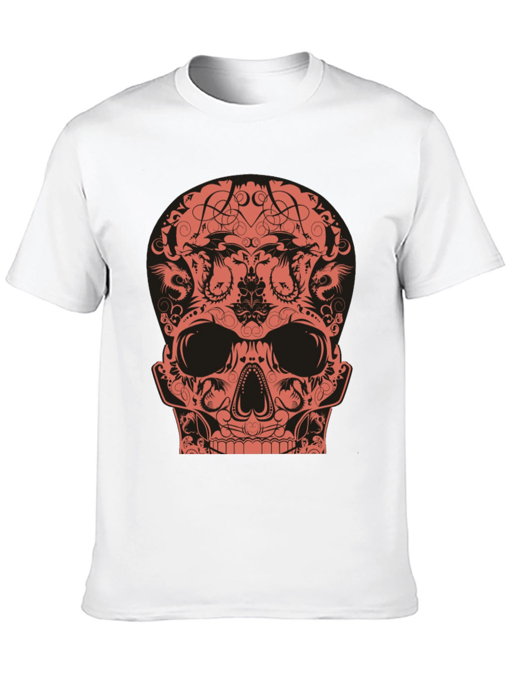 Skull Dragon Graphic Tee - Black Cotton T-Shirt