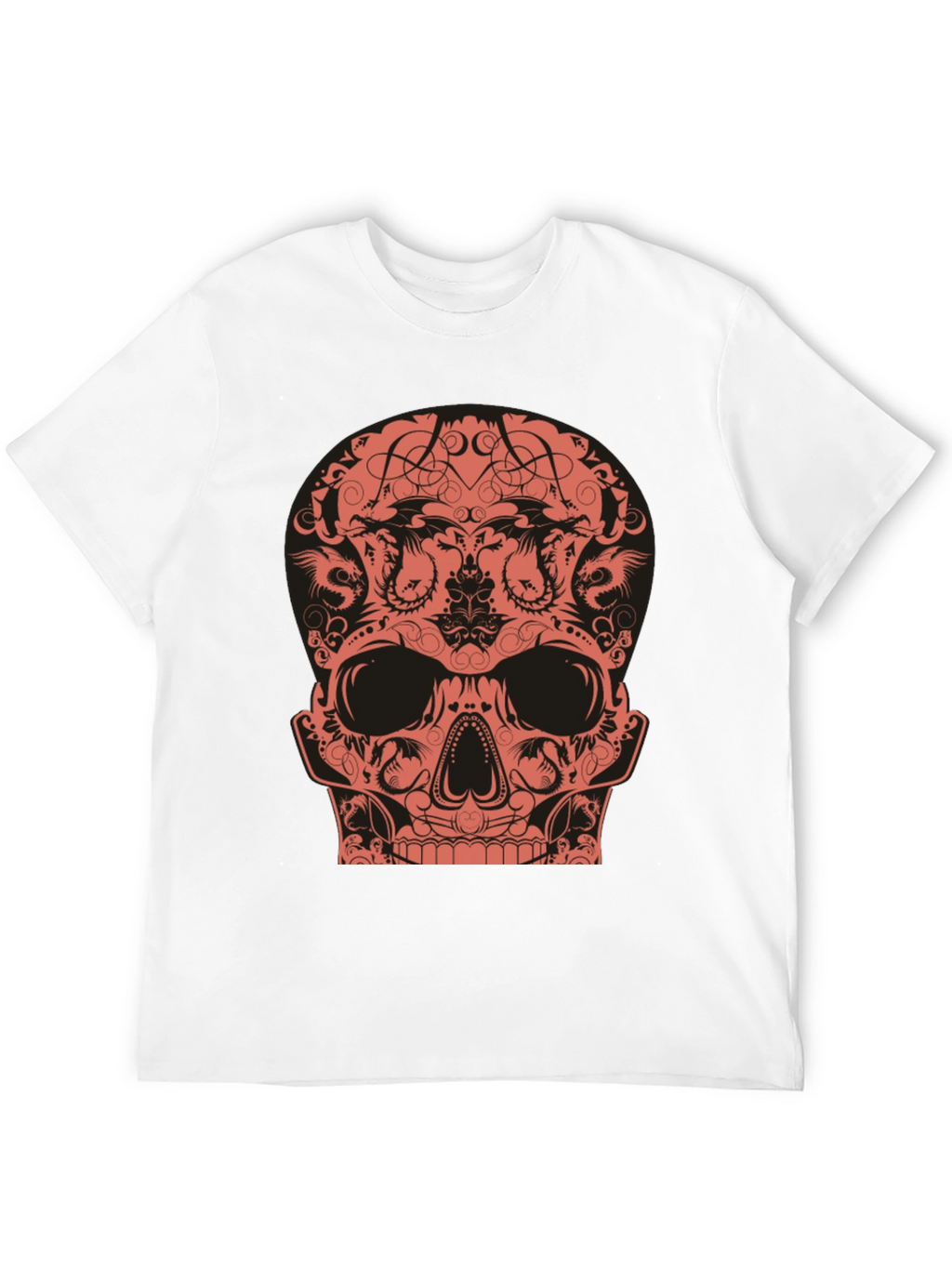 Skull Dragon Graphic Tee - Black Cotton T-Shirt