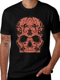 Skull Dragon Graphic Tee - Black Cotton T-Shirt