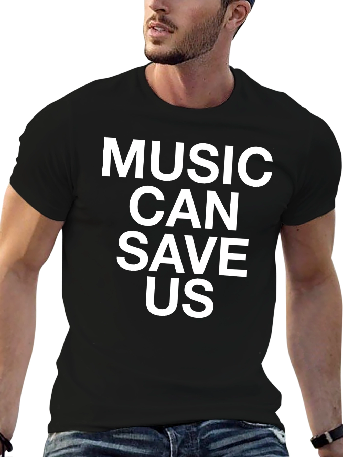 Music Can Save Us Black Graphic Tee
