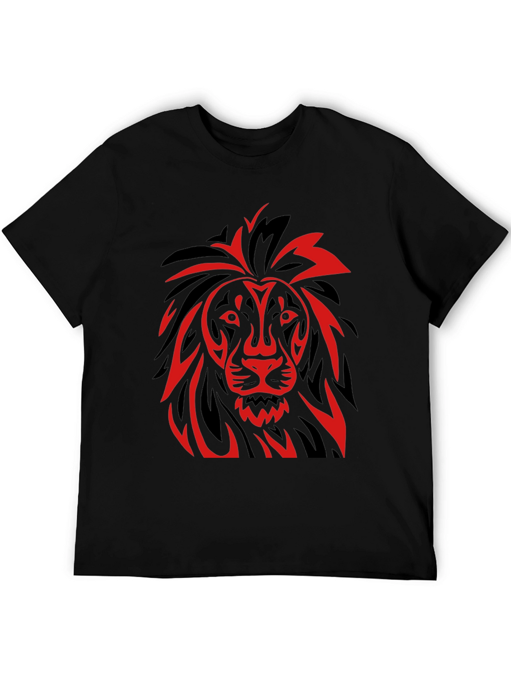 Lion Graphic T-Shirt - Bold Red and Black Design