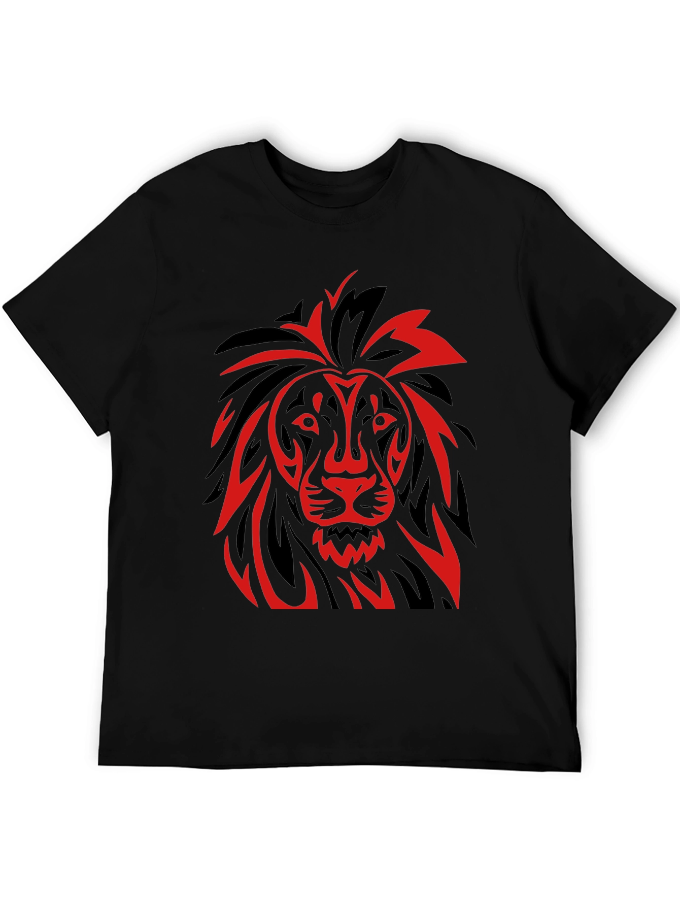 Lion Graphic T-Shirt - Bold Red and Black Design