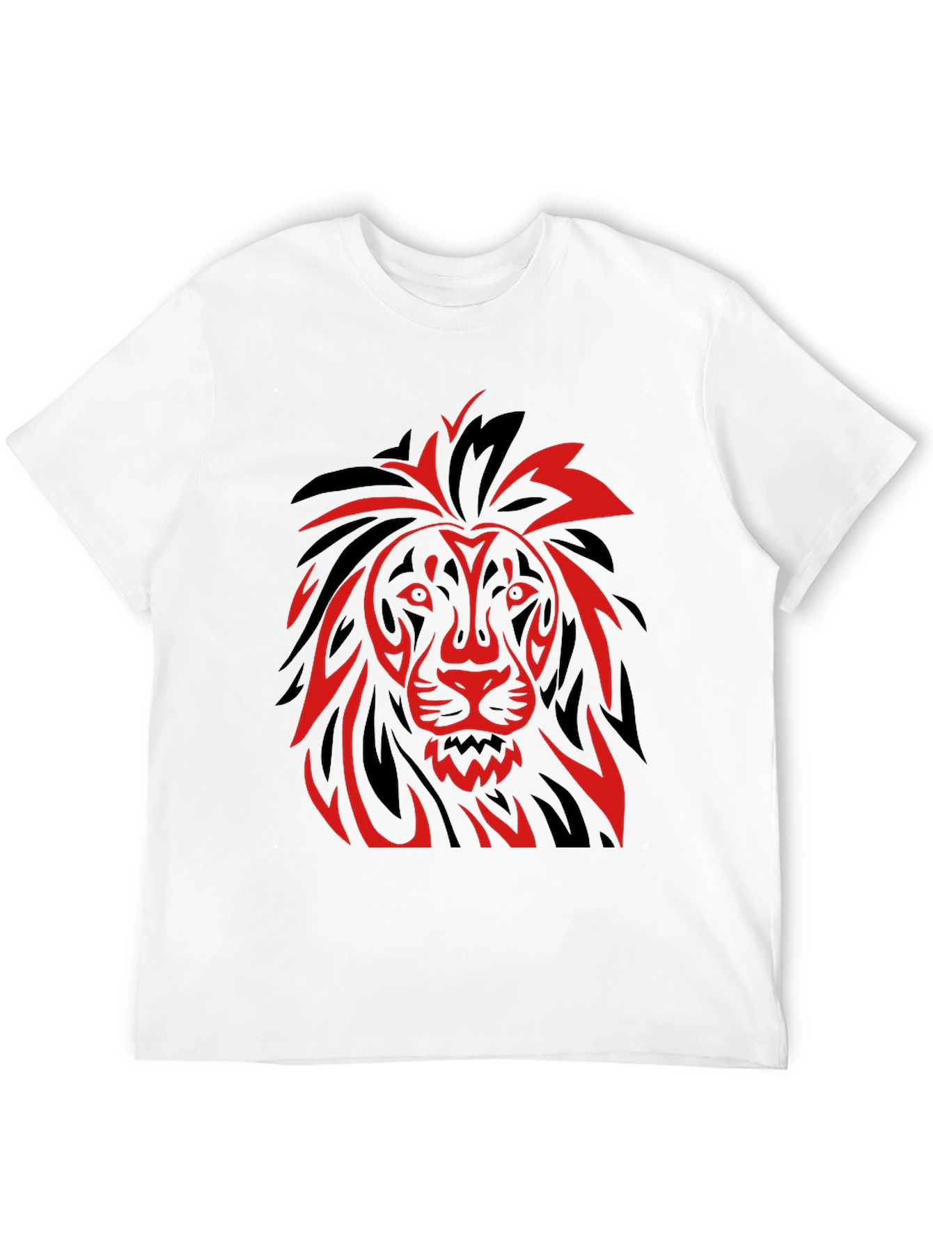 Lion Graphic T-Shirt - Bold Red and Black Design