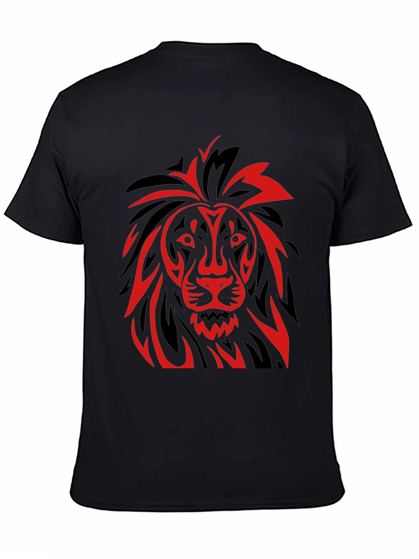 Lion Graphic T-Shirt - Bold Red and Black Design