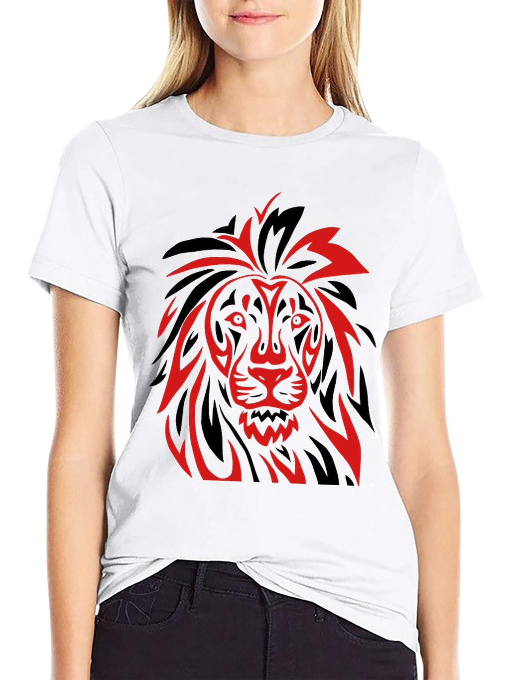 Lion Graphic T-Shirt - Bold Red and Black Design