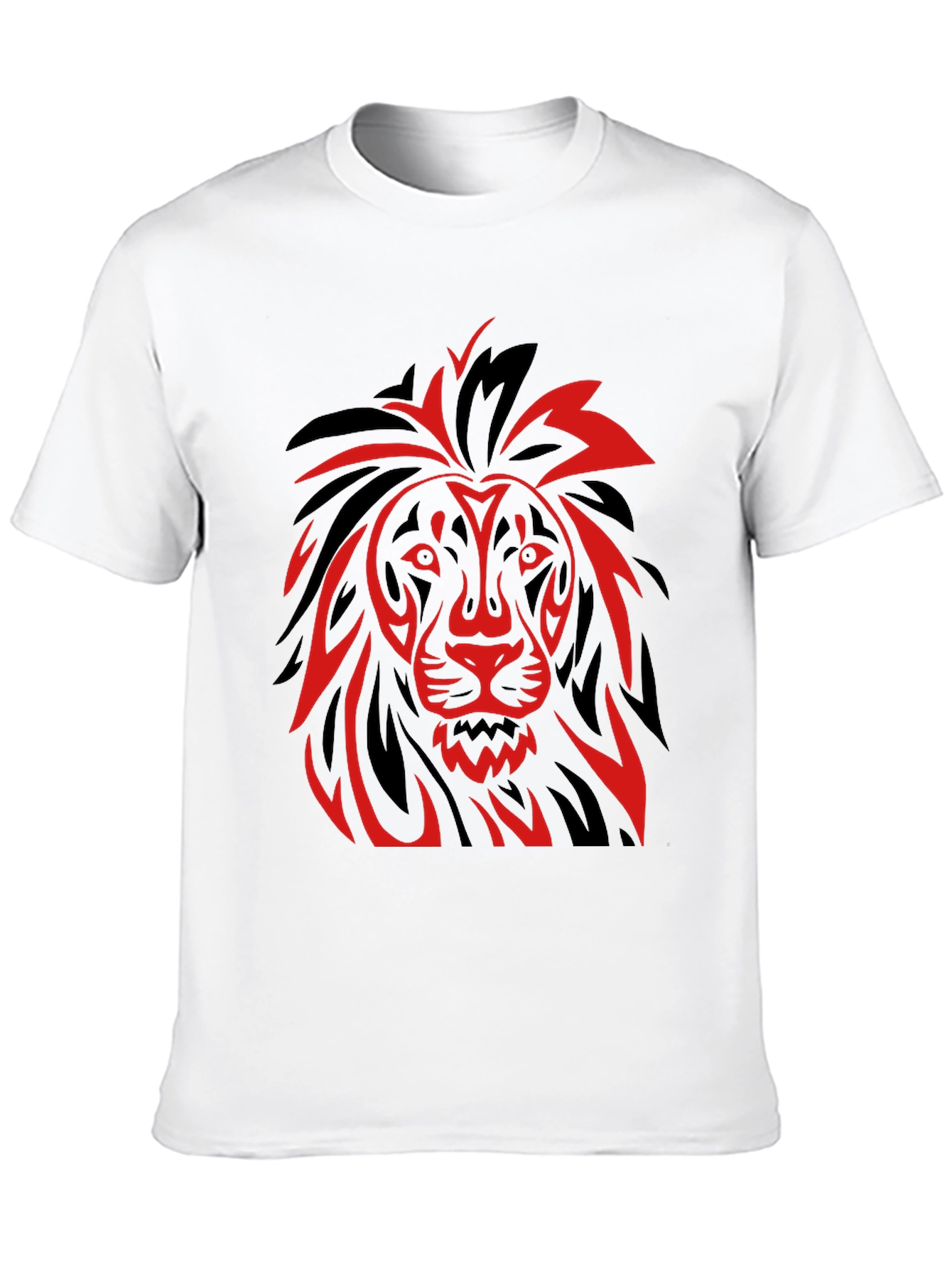 Lion Graphic T-Shirt - Bold Red and Black Design