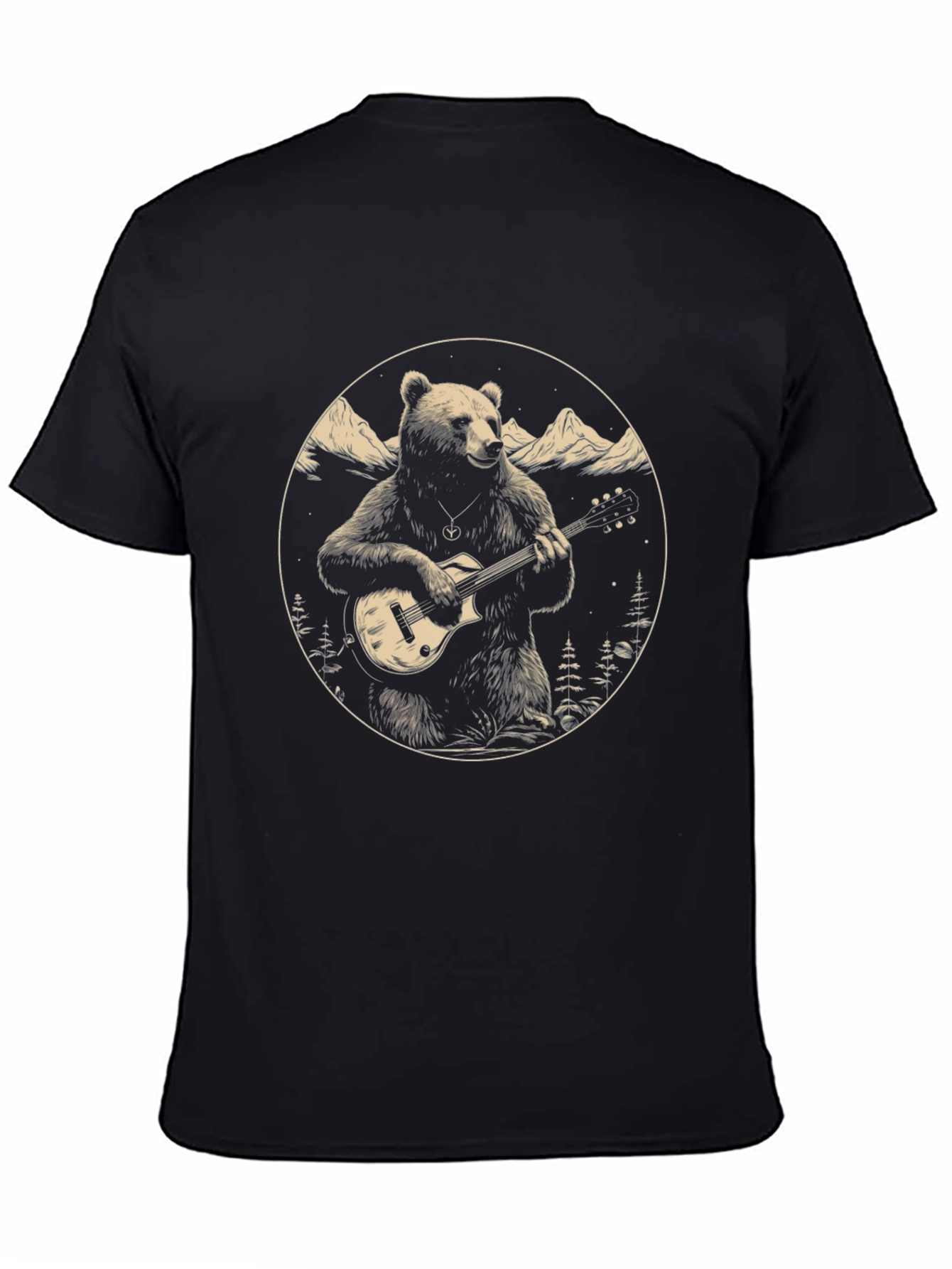 Bear Guitarist Graphic Tee - Black