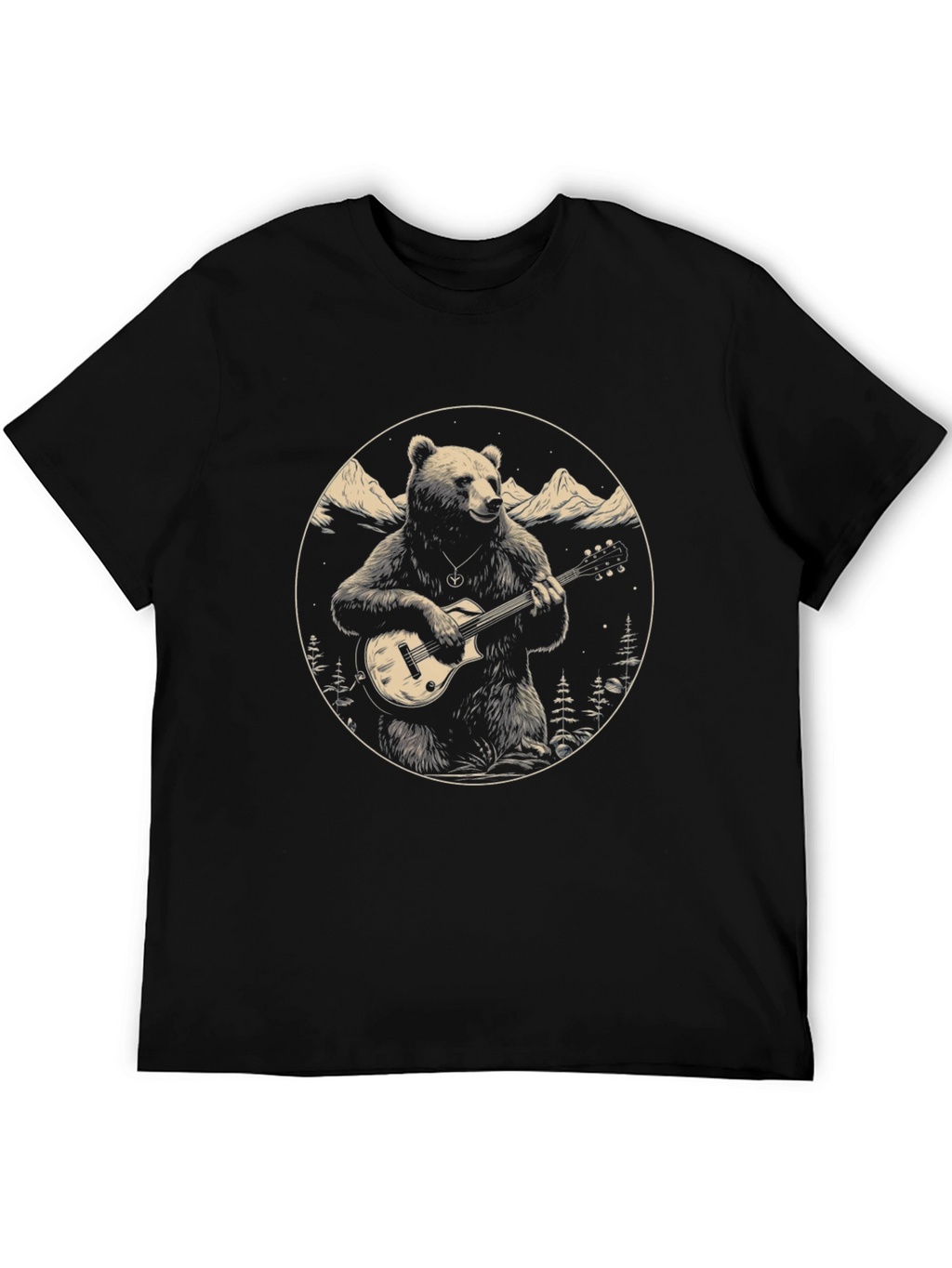 Bear Guitarist Graphic Tee - Black