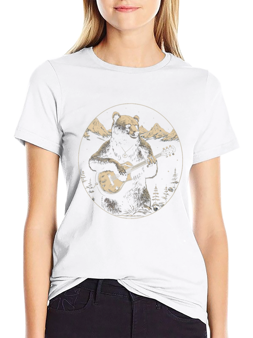 Bear Guitarist Graphic Tee - Black