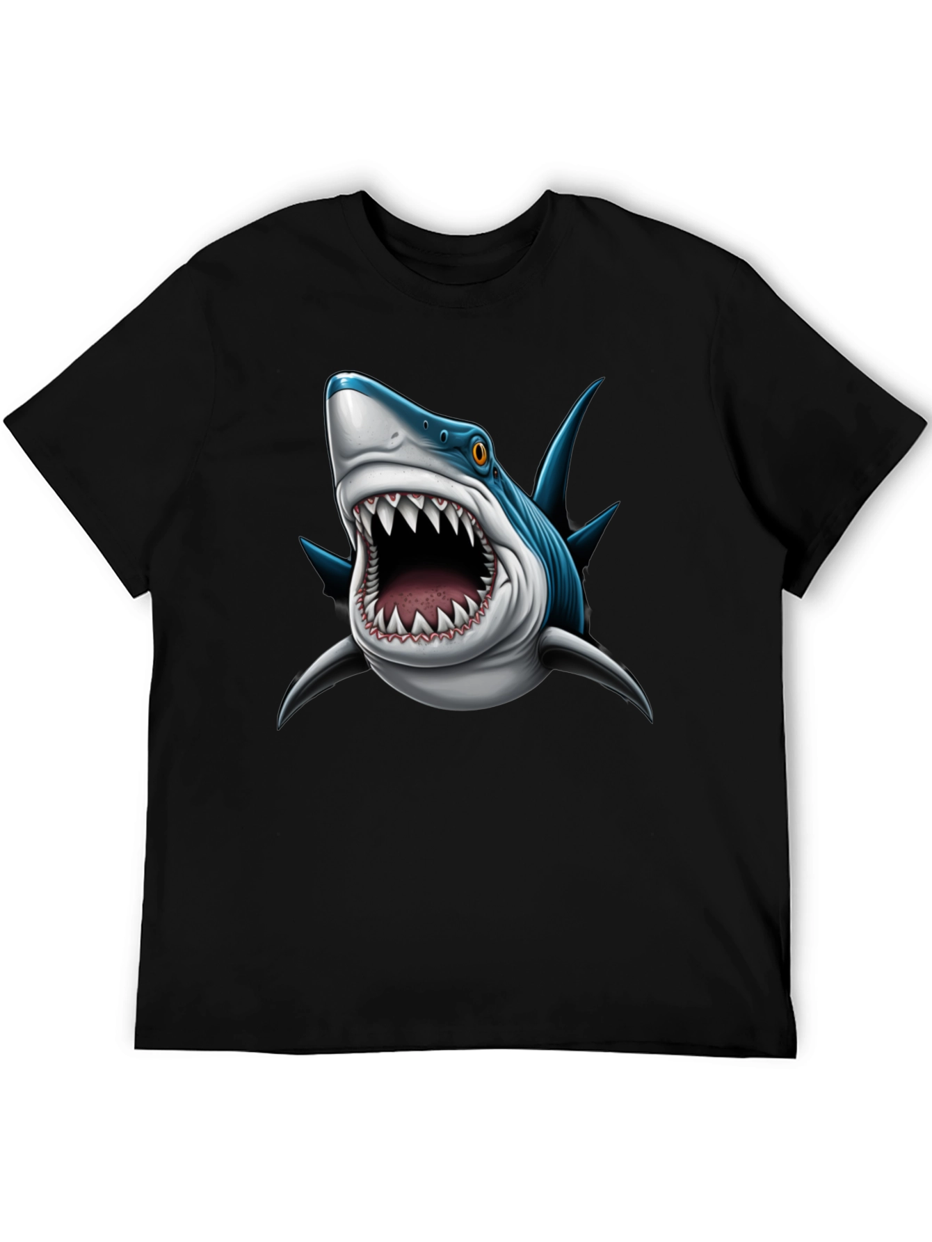 Mens Shark Attack Graphic Tee - Black