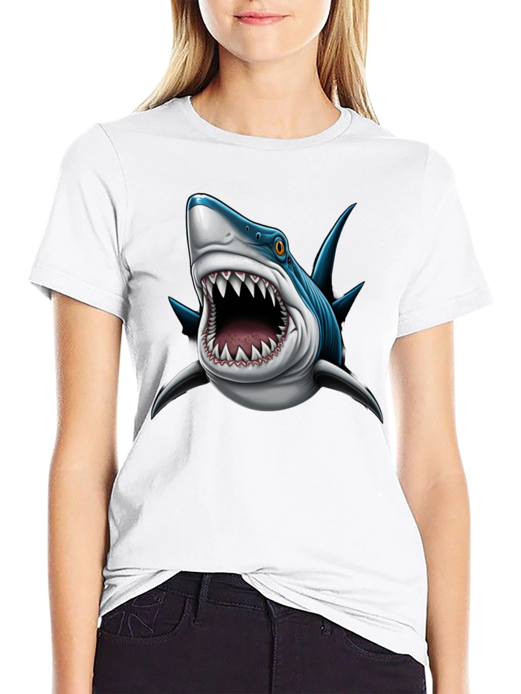 Mens Shark Attack Graphic Tee - Black