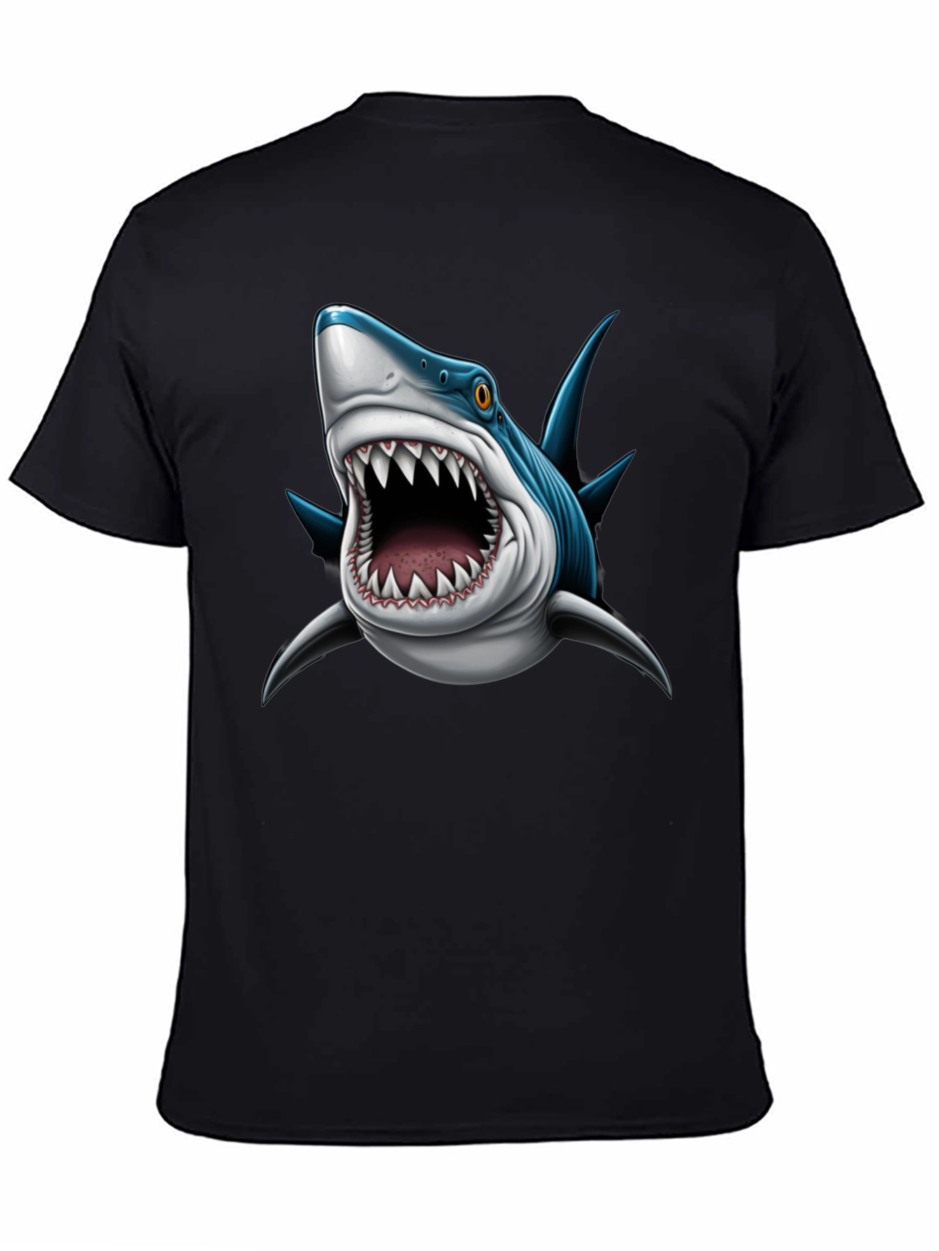 Mens Shark Attack Graphic Tee - Black