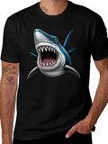 Mens Shark Attack Graphic Tee - Black