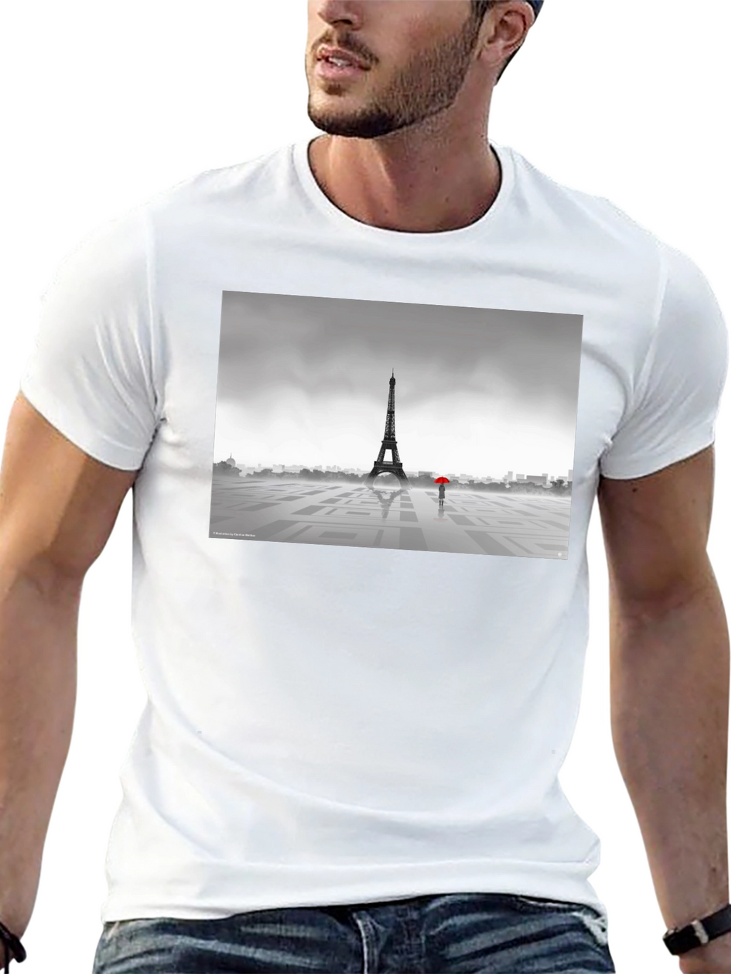 Eiffel Tower Rainy Day Graphic T-Shirt