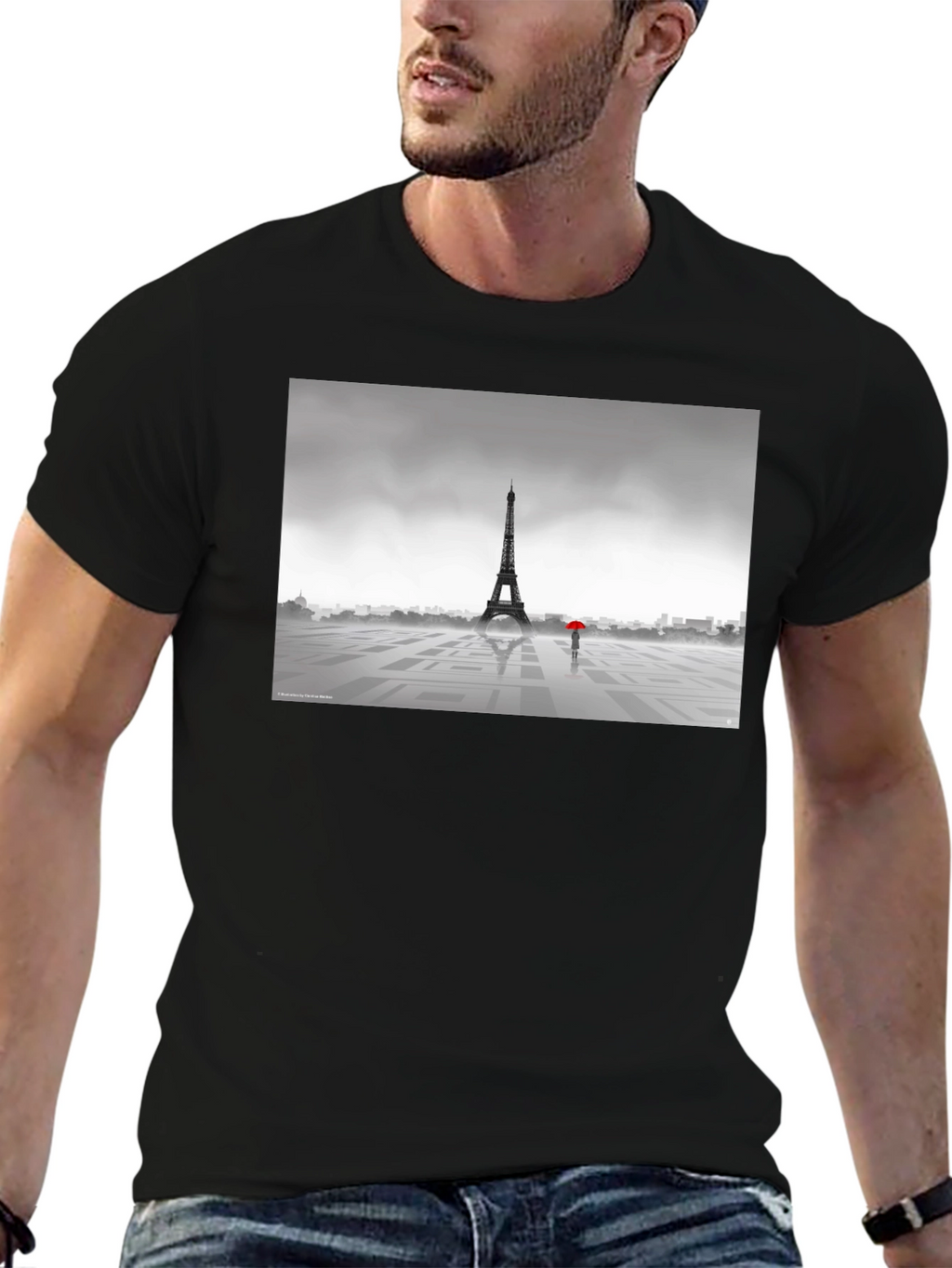 Eiffel Tower Rainy Day Graphic T-Shirt