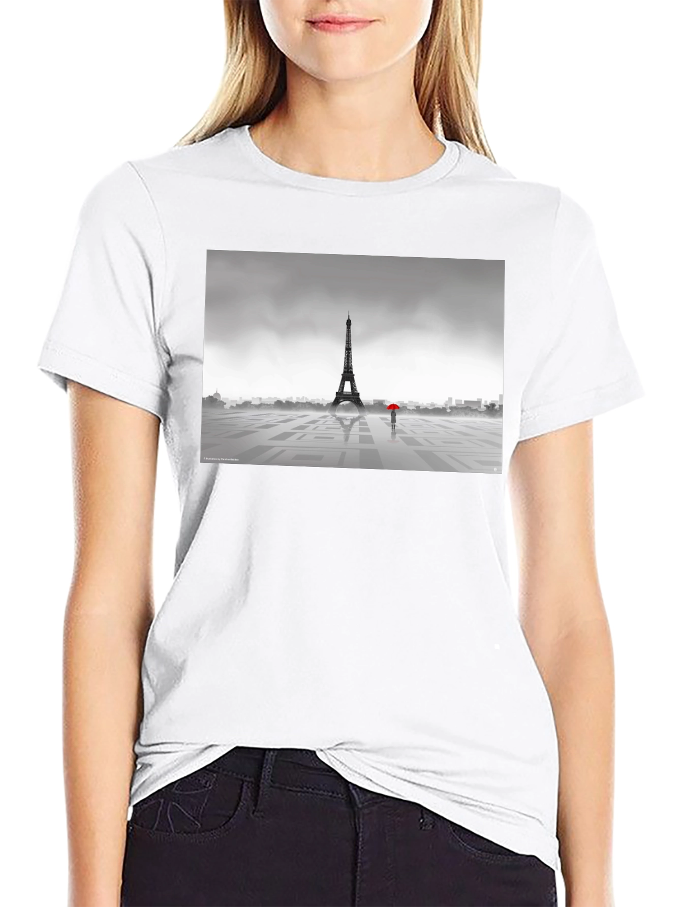 Eiffel Tower Rainy Day Graphic T-Shirt