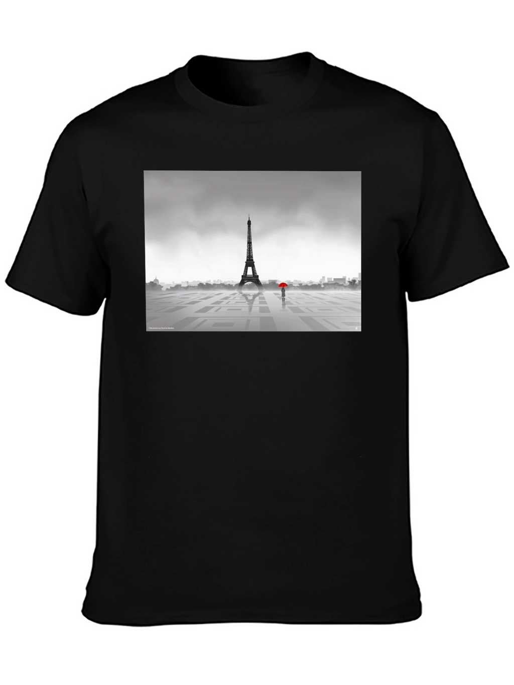 Eiffel Tower Rainy Day Graphic T-Shirt