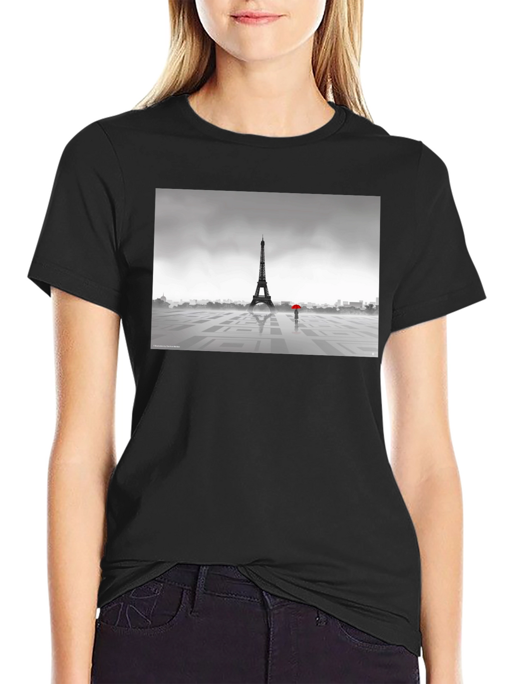 Eiffel Tower Rainy Day Graphic T-Shirt