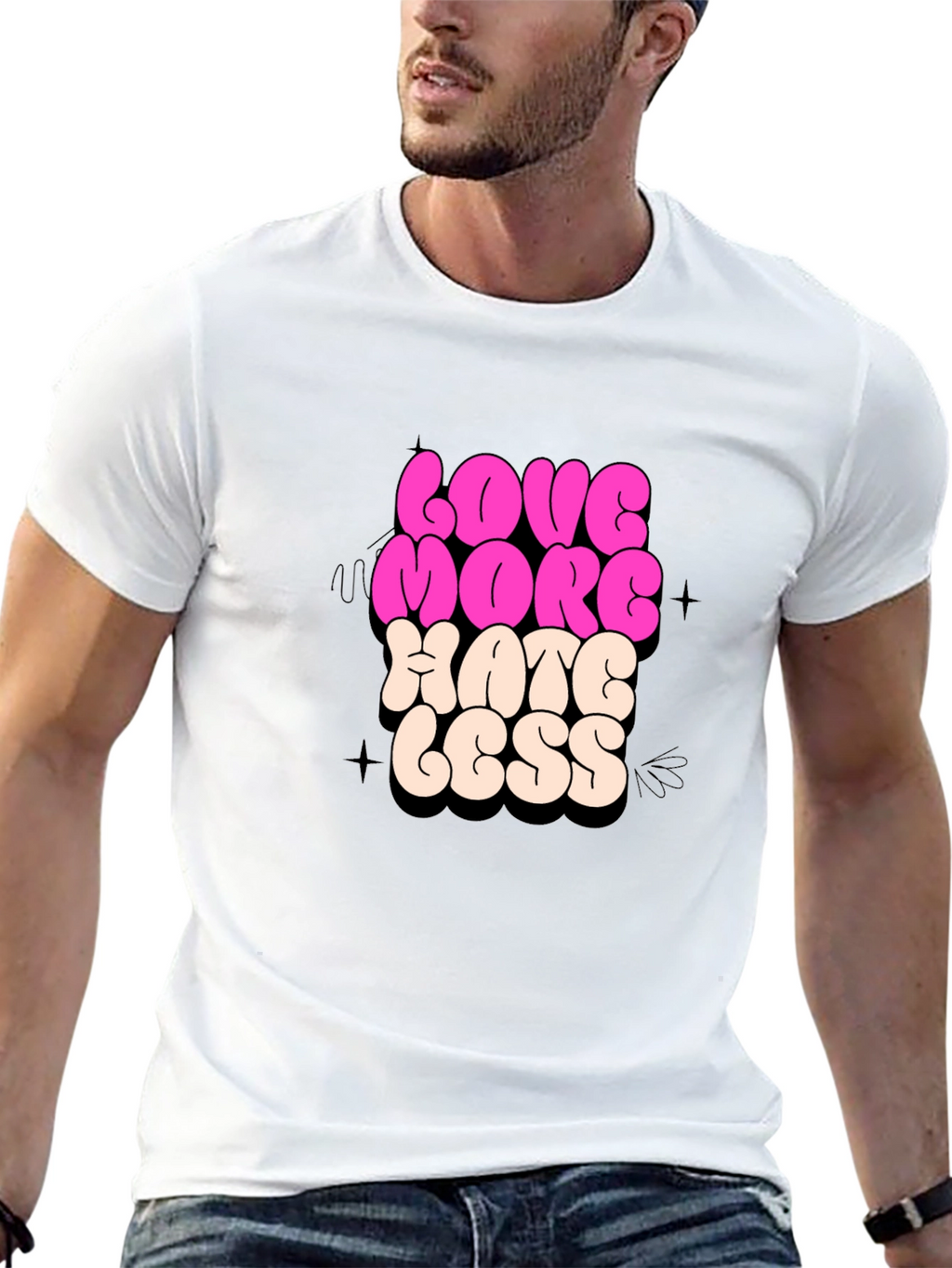 Love More Hate Less Graphic T-Shirt