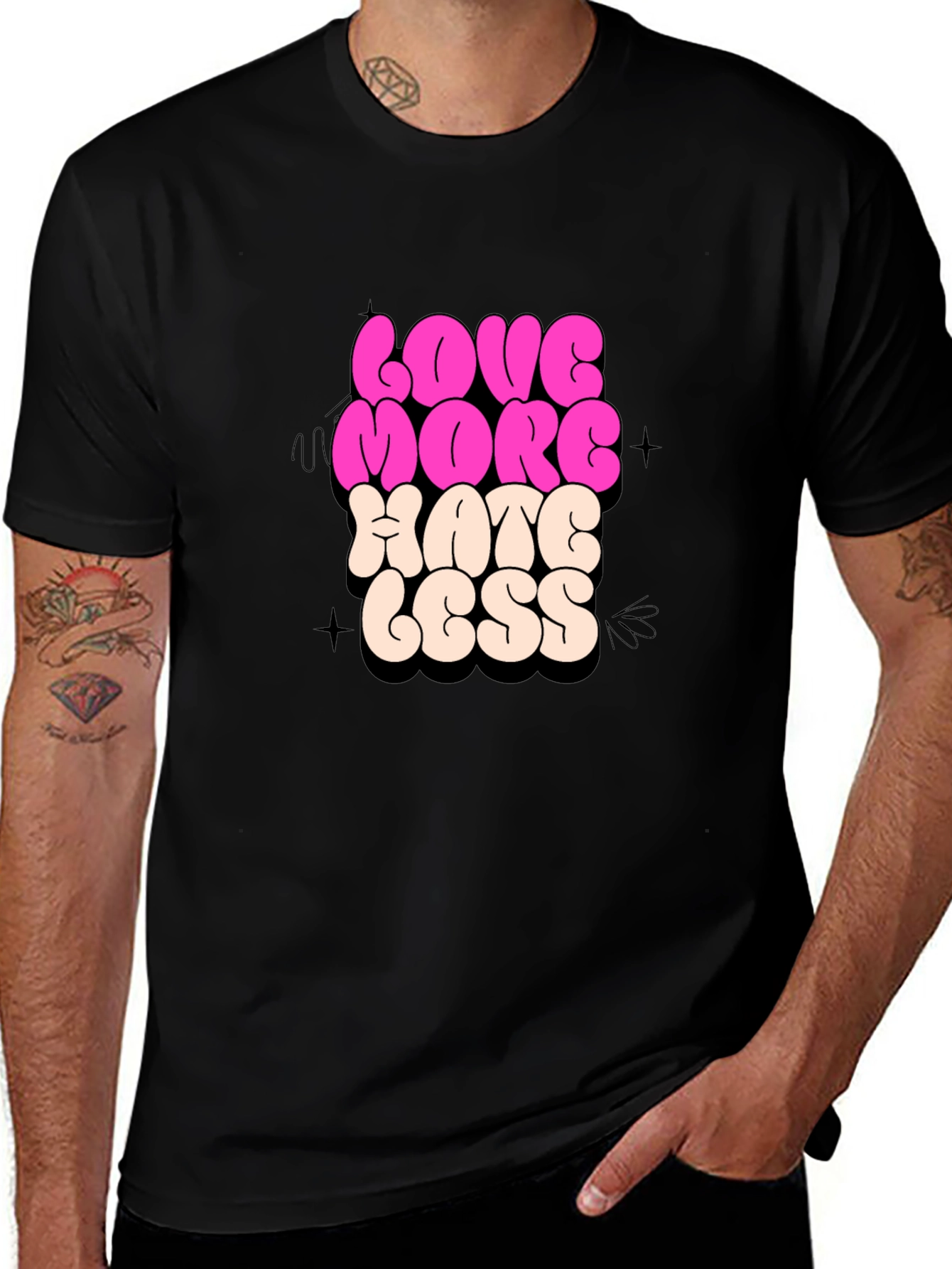 Love More Hate Less Graphic T-Shirt