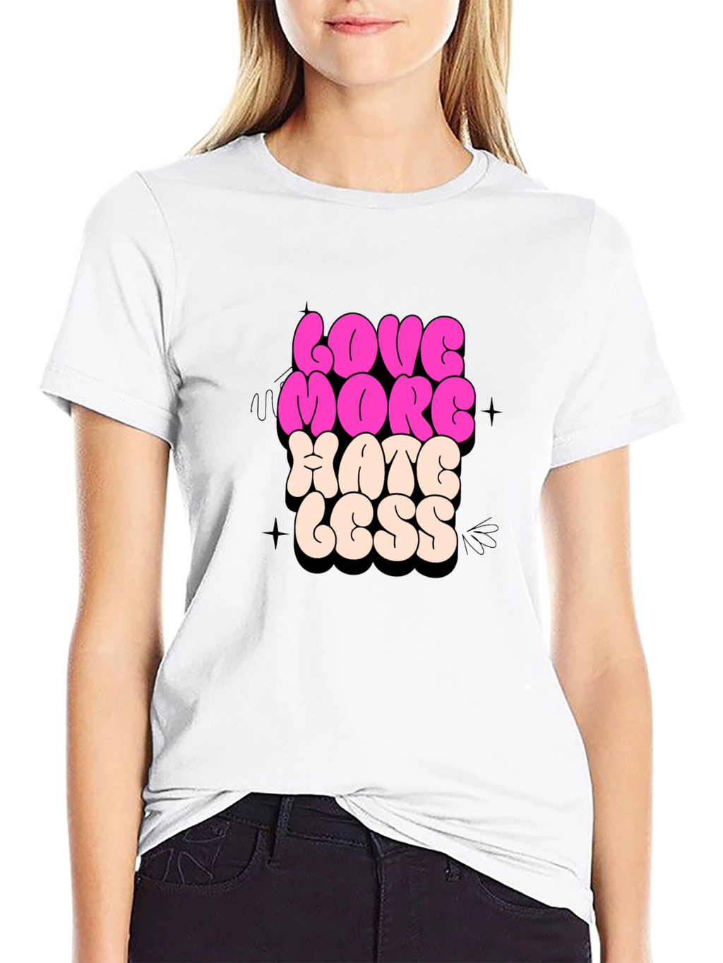 Love More Hate Less Graphic T-Shirt