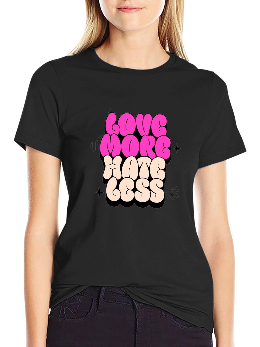 Love More Hate Less Graphic T-Shirt