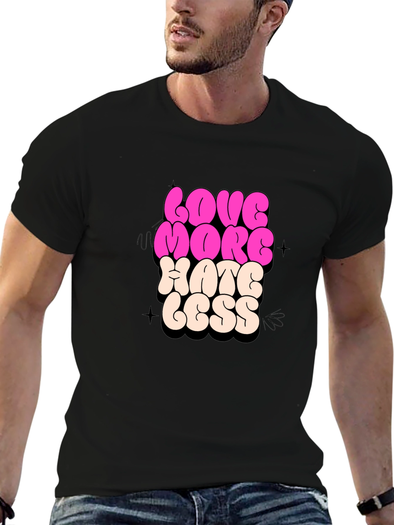 Love More Hate Less Graphic T-Shirt