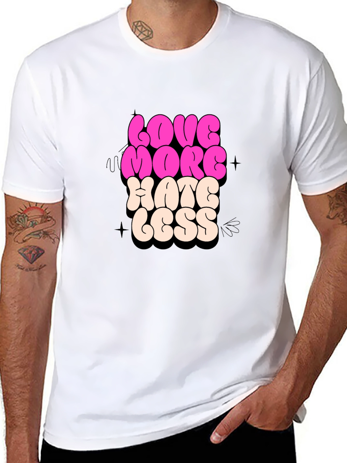 Love More Hate Less Graphic T-Shirt