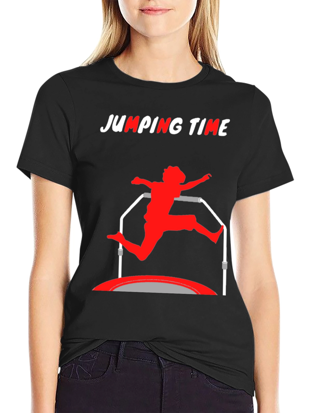 Jumping Time Black Graphic Tee
