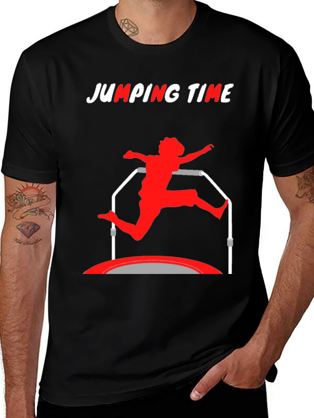 Jumping Time Black Graphic Tee