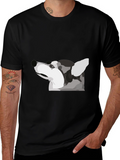 Modern Dog Graphic Tee - Black Cotton Blend