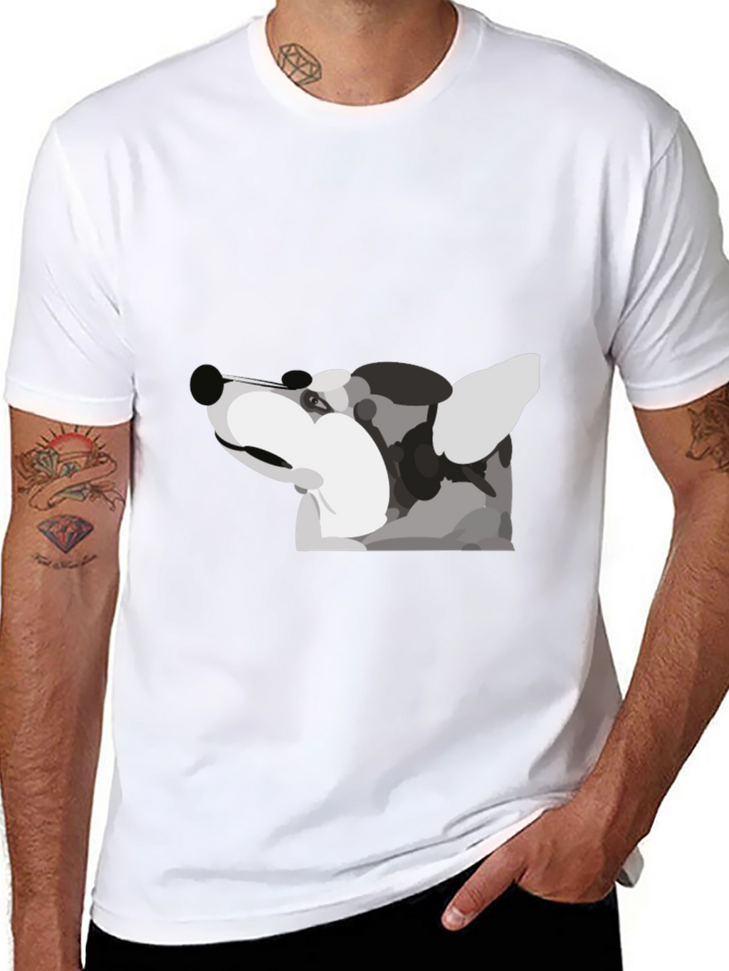 Modern Dog Graphic Tee - Black Cotton Blend