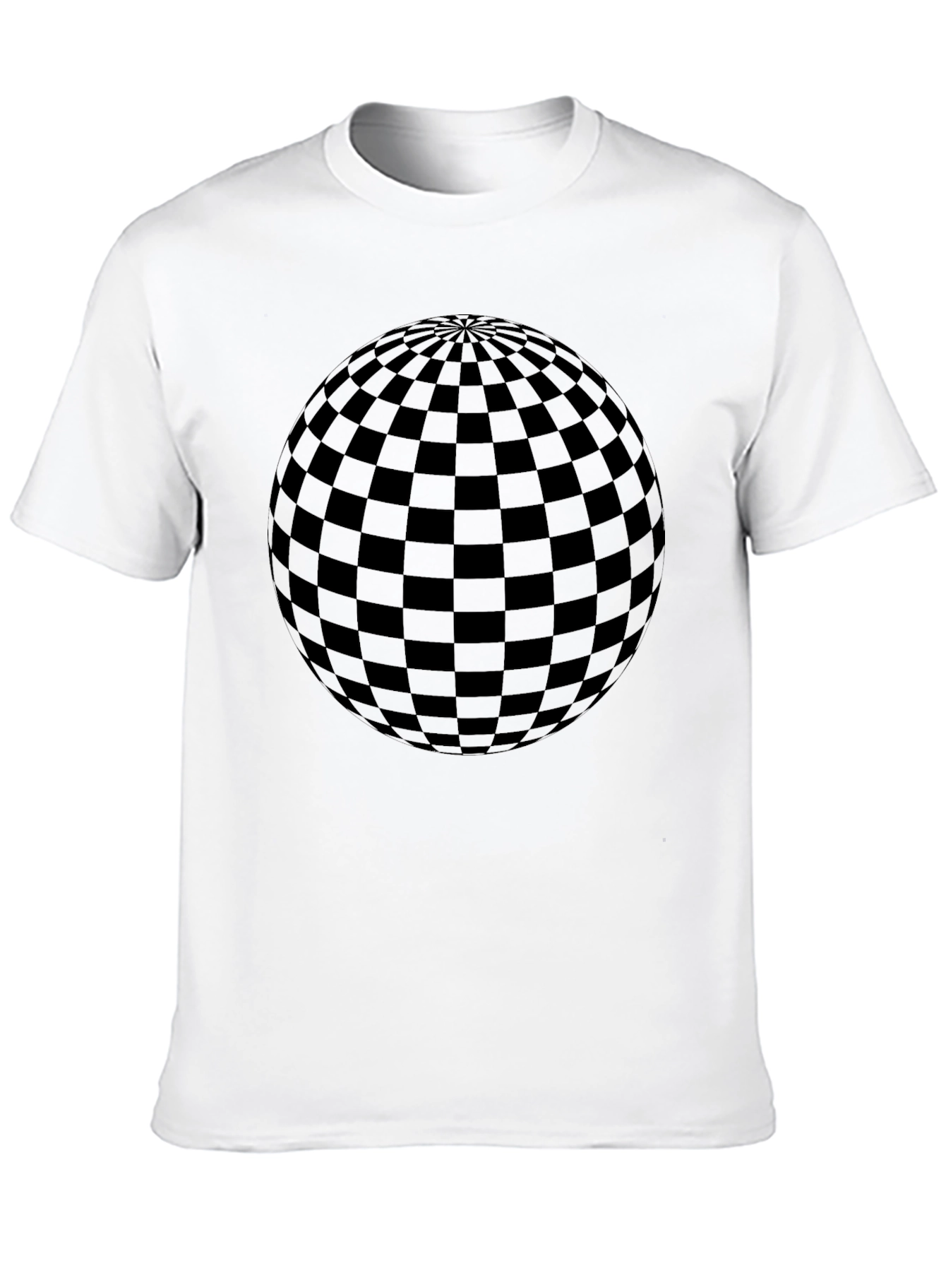 Checkerboard Sphere Graphic Tee - Modern Casual Style