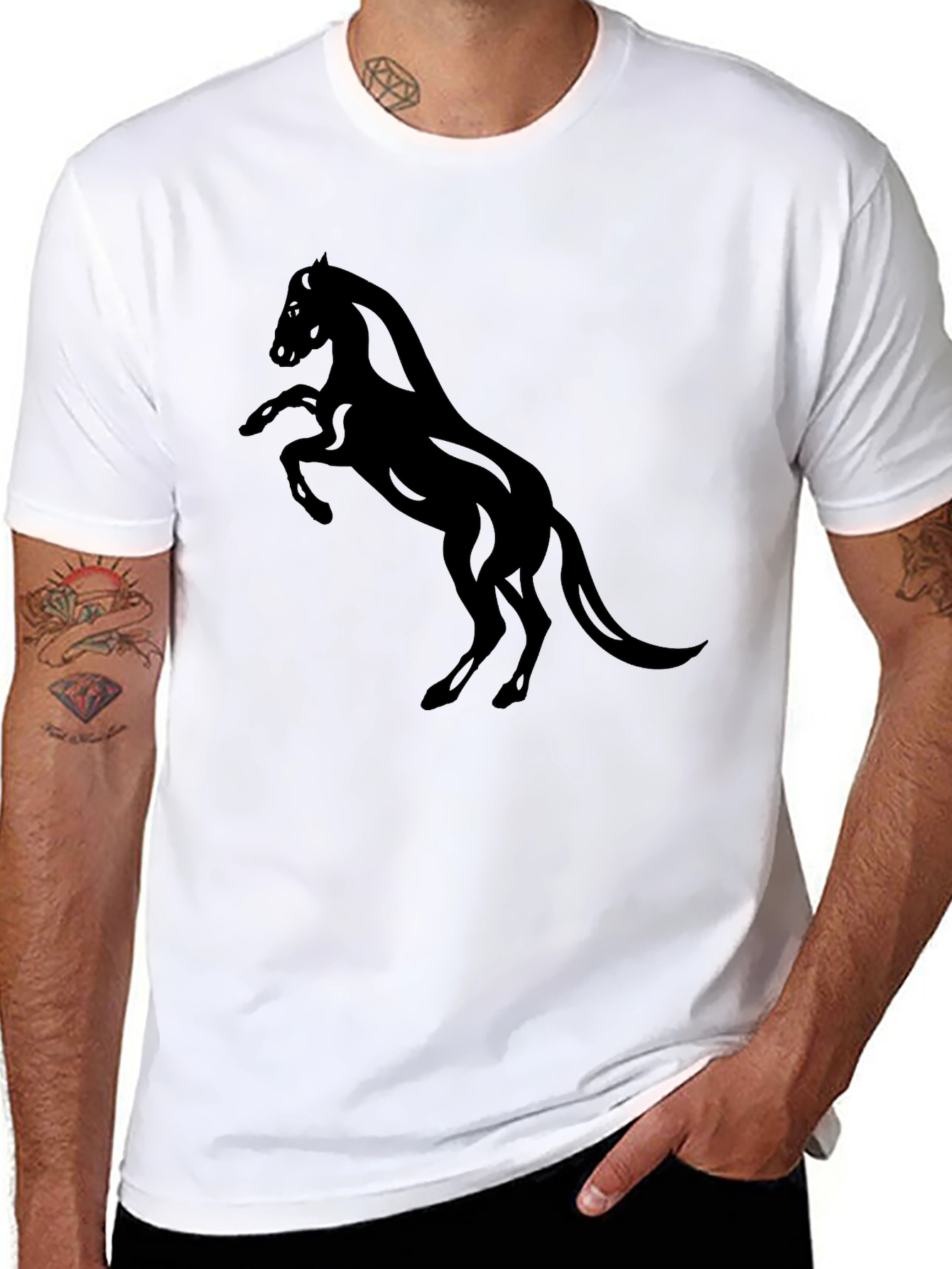 Black Horse Graphic T-Shirt - Stylish Mens Tee