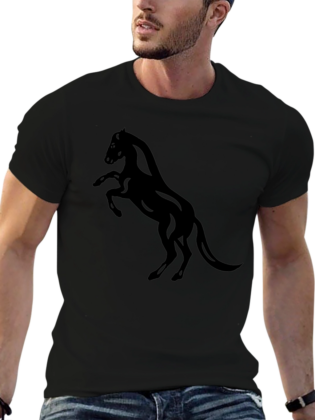 Black Horse Graphic T-Shirt - Stylish Mens Tee