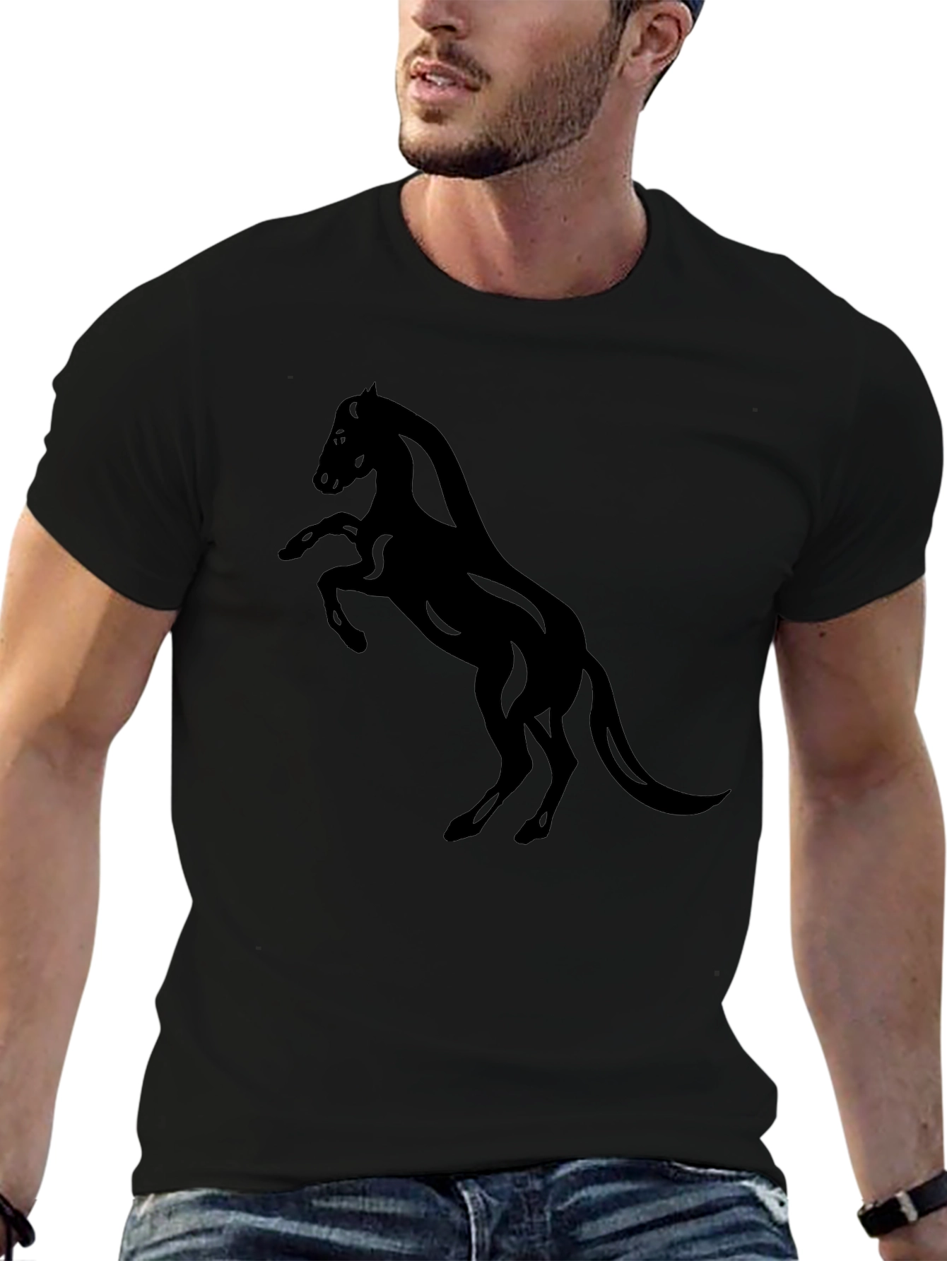 Black Horse Graphic T-Shirt - Stylish Mens Tee