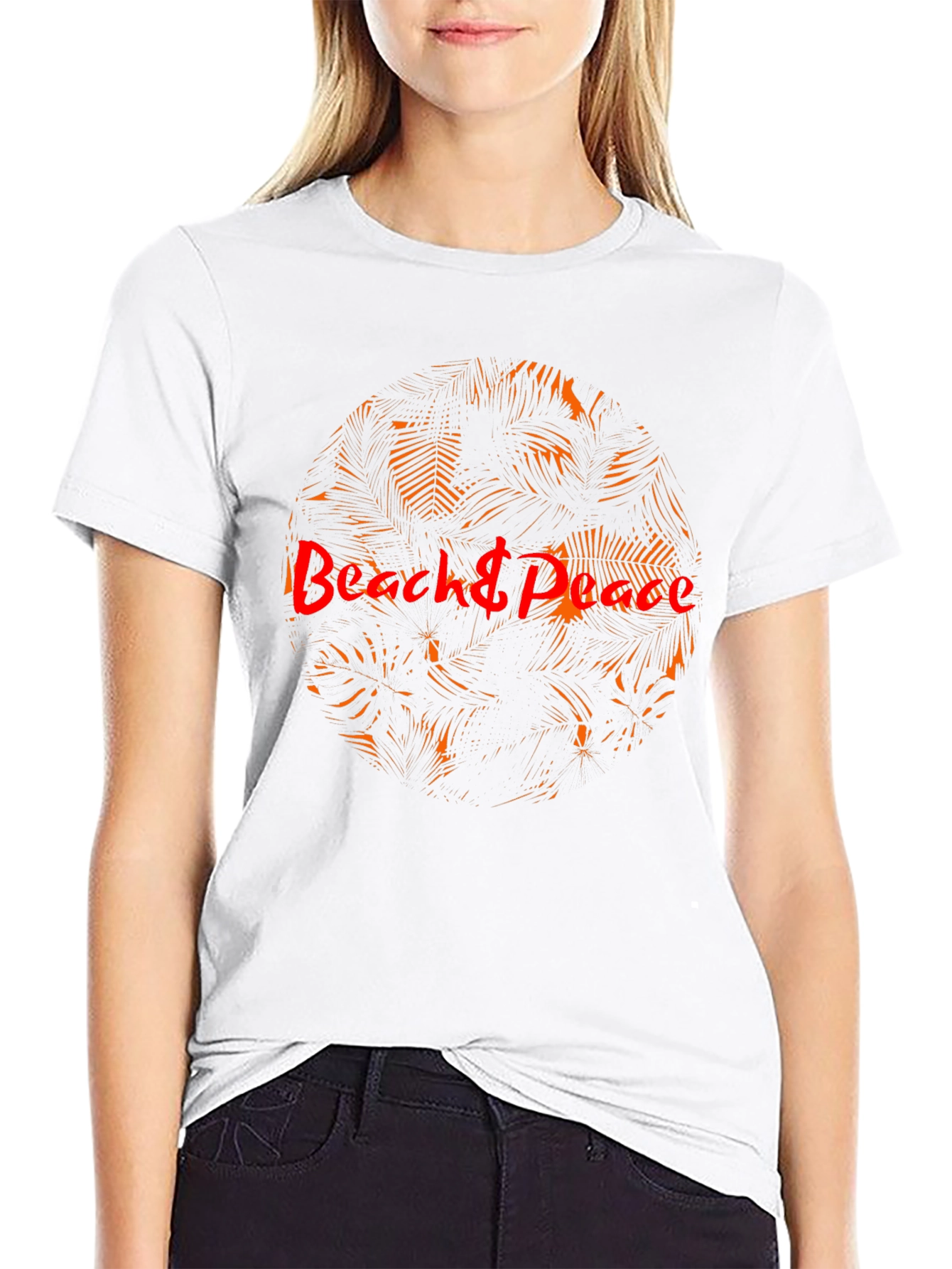 Beach & Peace Graphic T-Shirt - Tropical Palm Design