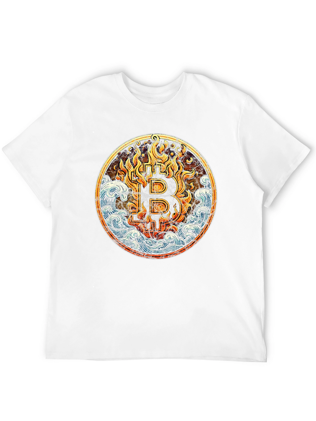Bitcoin Flames Graphic T-Shirt - Black