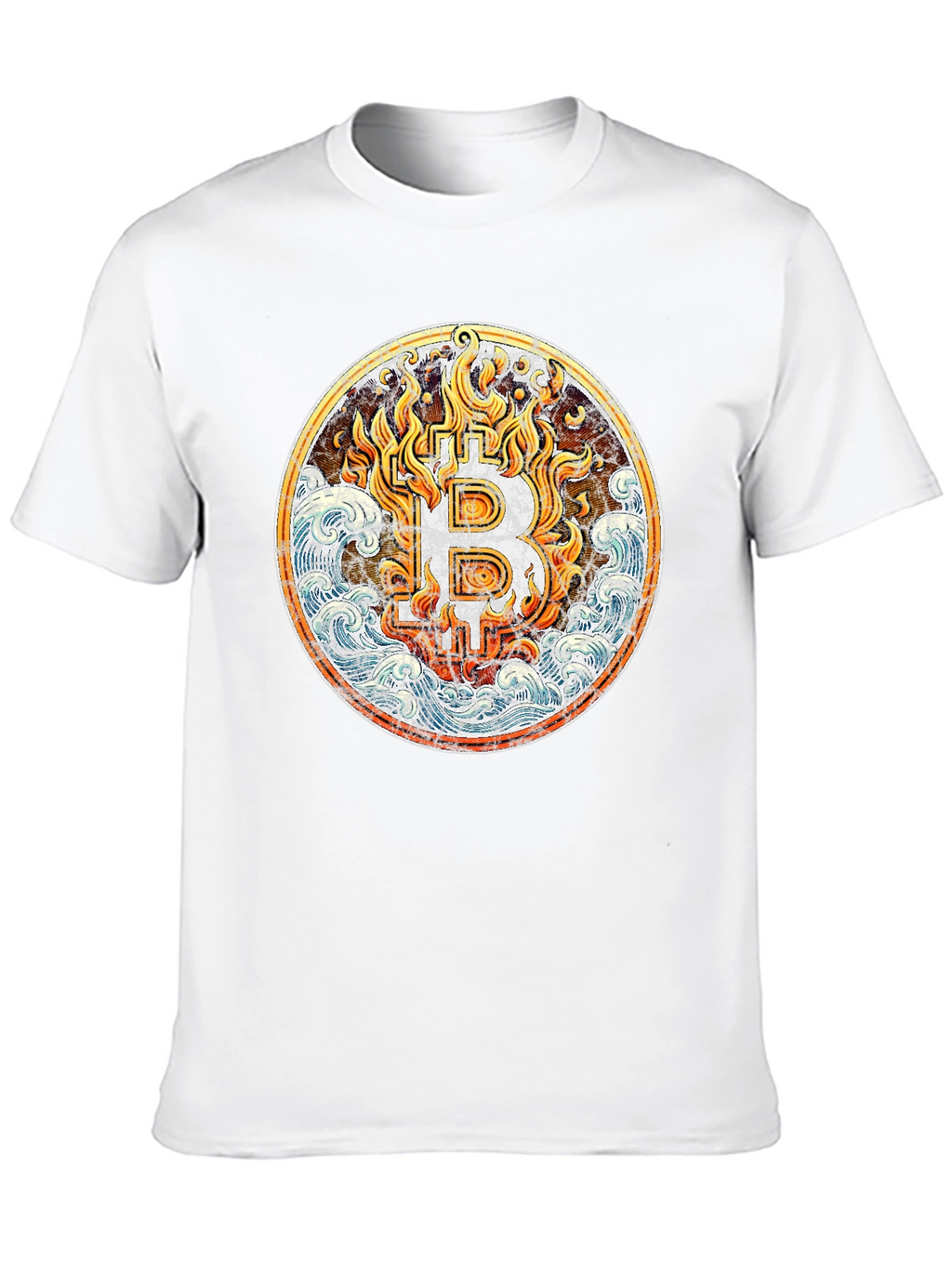 Bitcoin Flames Graphic T-Shirt - Black