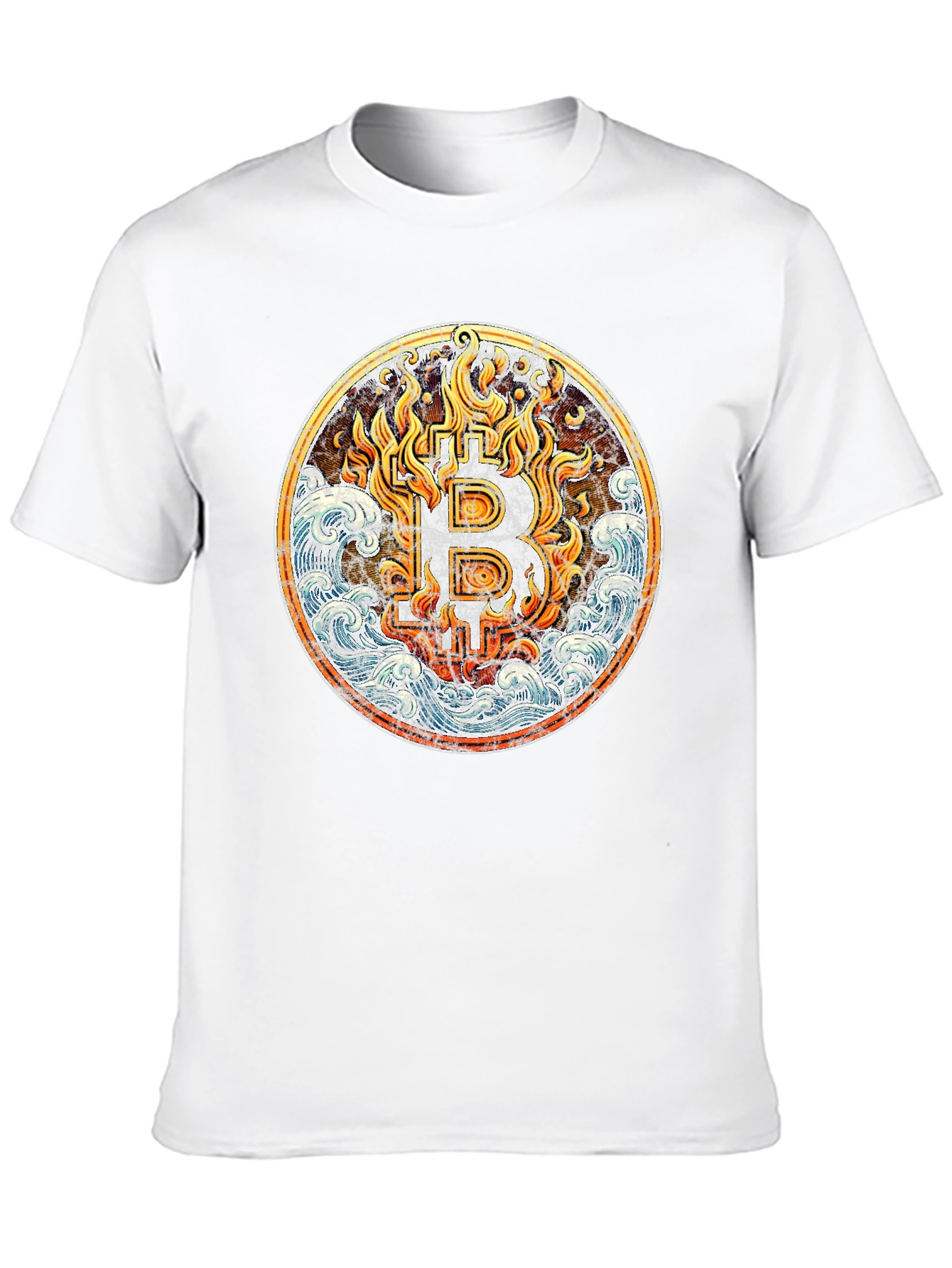 Bitcoin Flames Graphic T-Shirt - Black