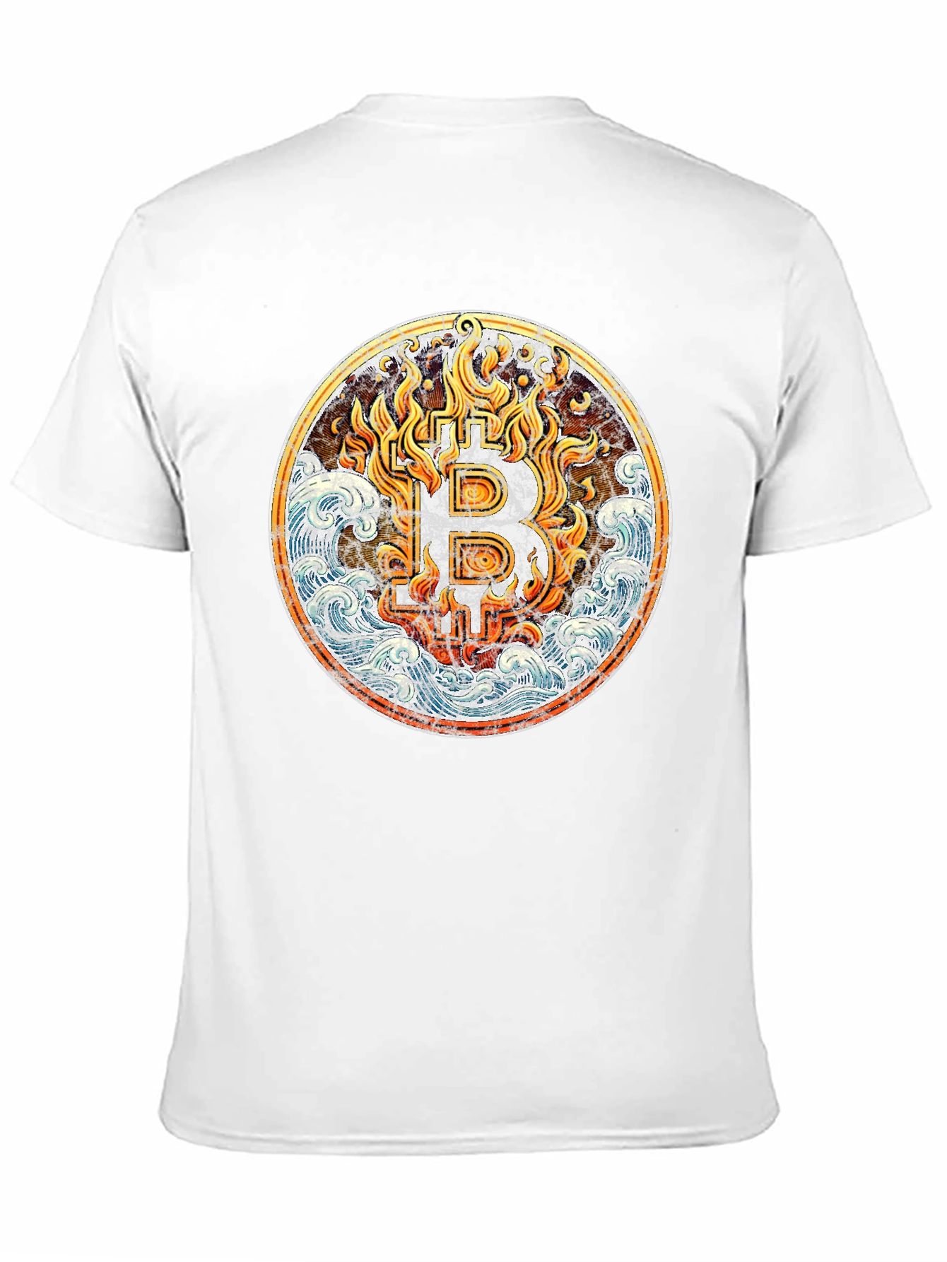 Bitcoin Flames Graphic T-Shirt - Black