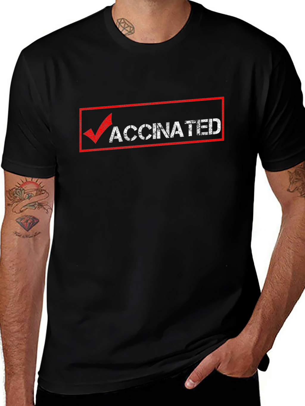 Vaccinated Graphic Tee - Black Cotton T-Shirt